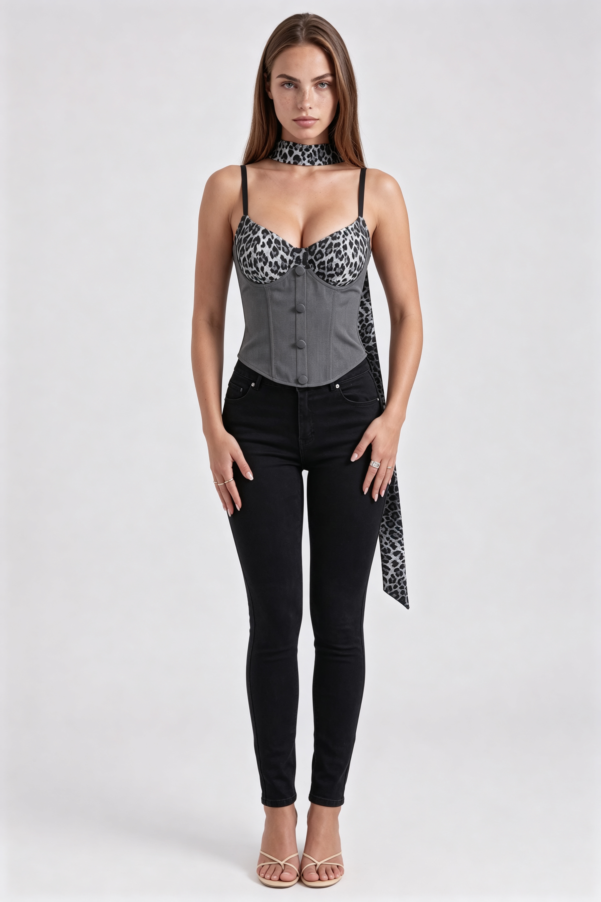 Ione Leopard-Print Corset Top