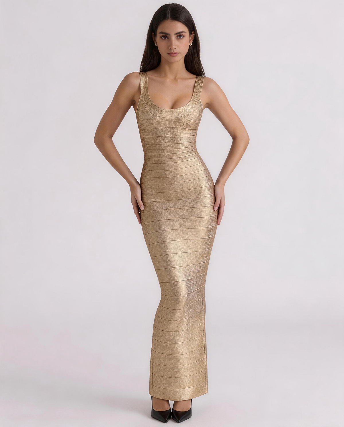 Firmament Metallic Bandage Maxi Dress