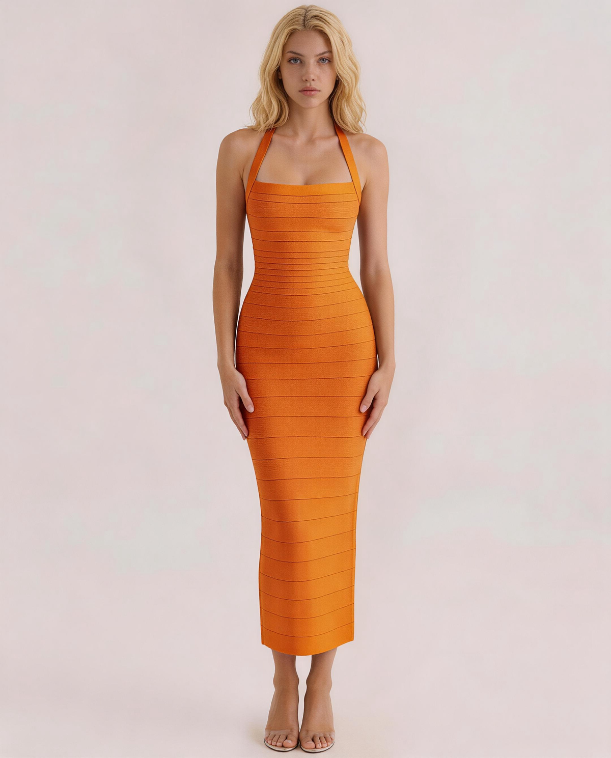Elara Halter Bandage Maxi Dress