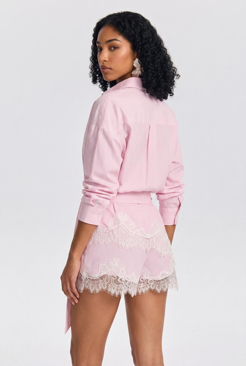 Brielle Lace Solid Striped Mini Skirts & Co-ords