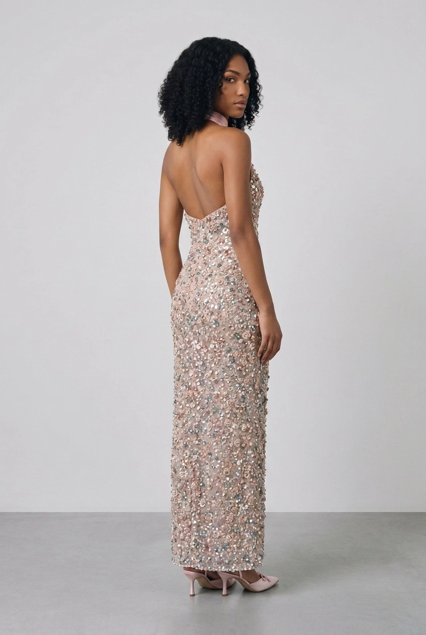 Willa Floral Mesh Solid Maxi Dresses