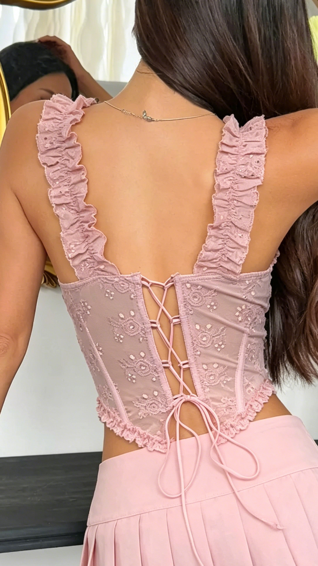 Mirelle Ruffle Lace Corset Top