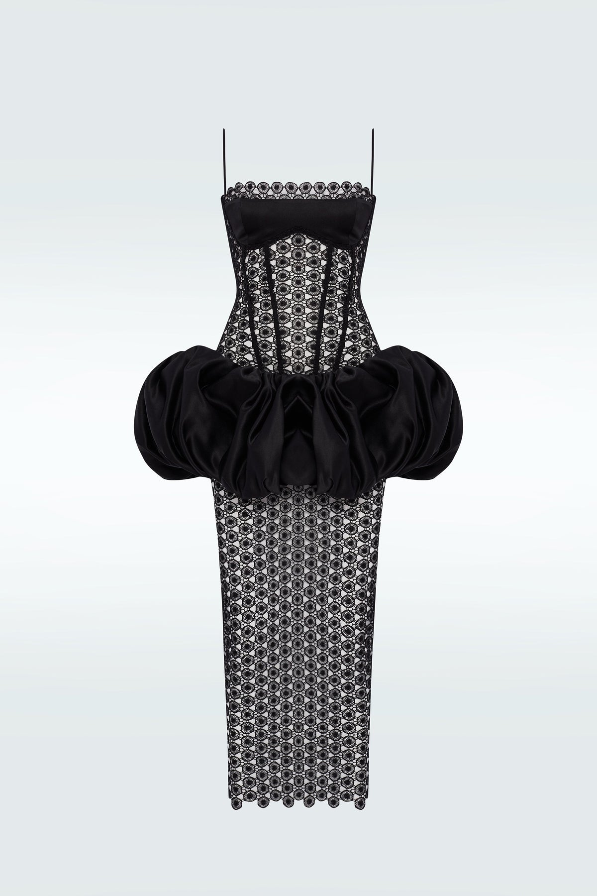 Marina Solid Lace Midi Dresses