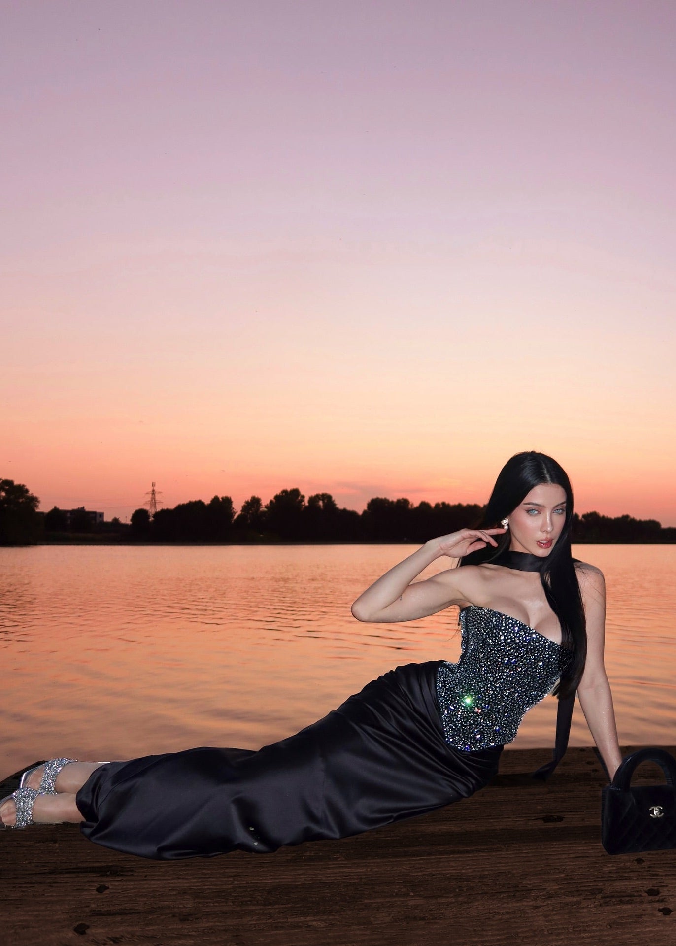 Aria Sequins Solid Embellishment Maxi Sets