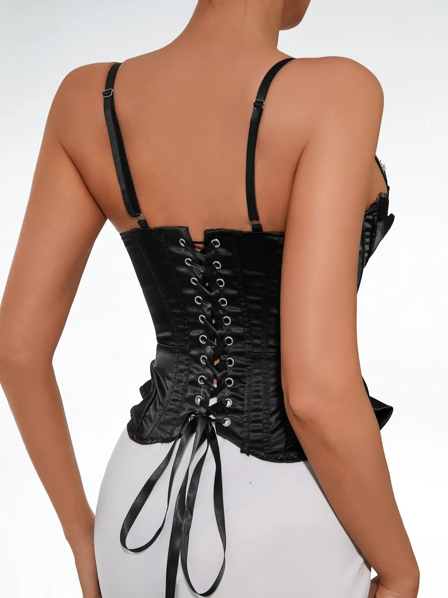 Aisha Solid Lace Corset Tops