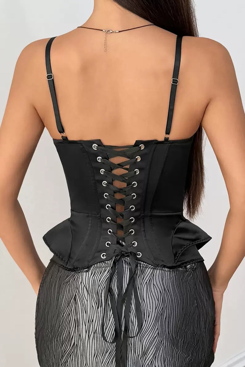 Aisha Lace-Trim Corset Bustier Top