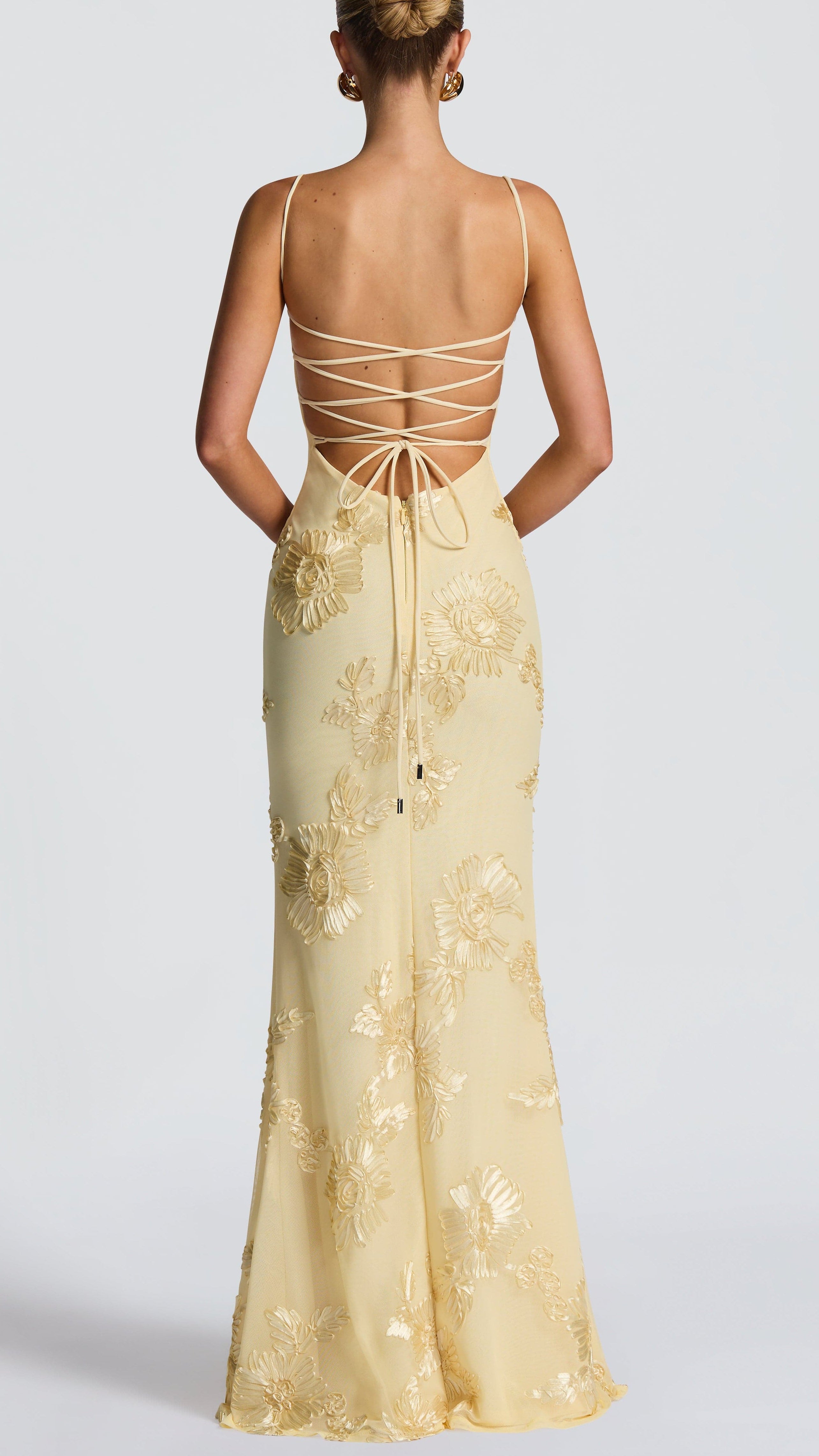 Hebe Floral-Embroidered Corset Maxi Dress