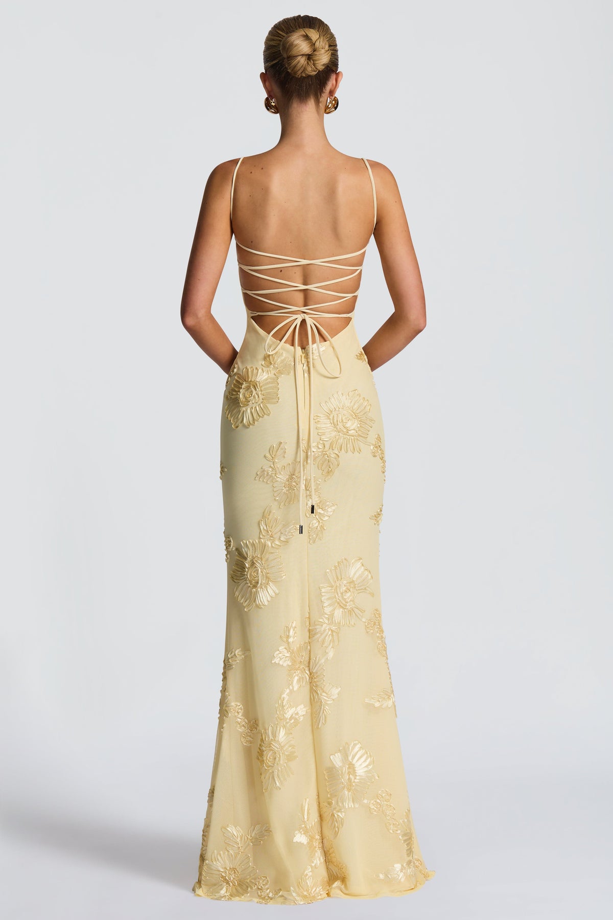 Hebe Floral-Embroidered Corset Maxi Dress