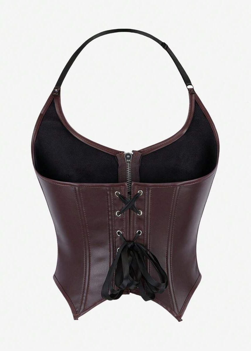 Knit Solid Leather Tops