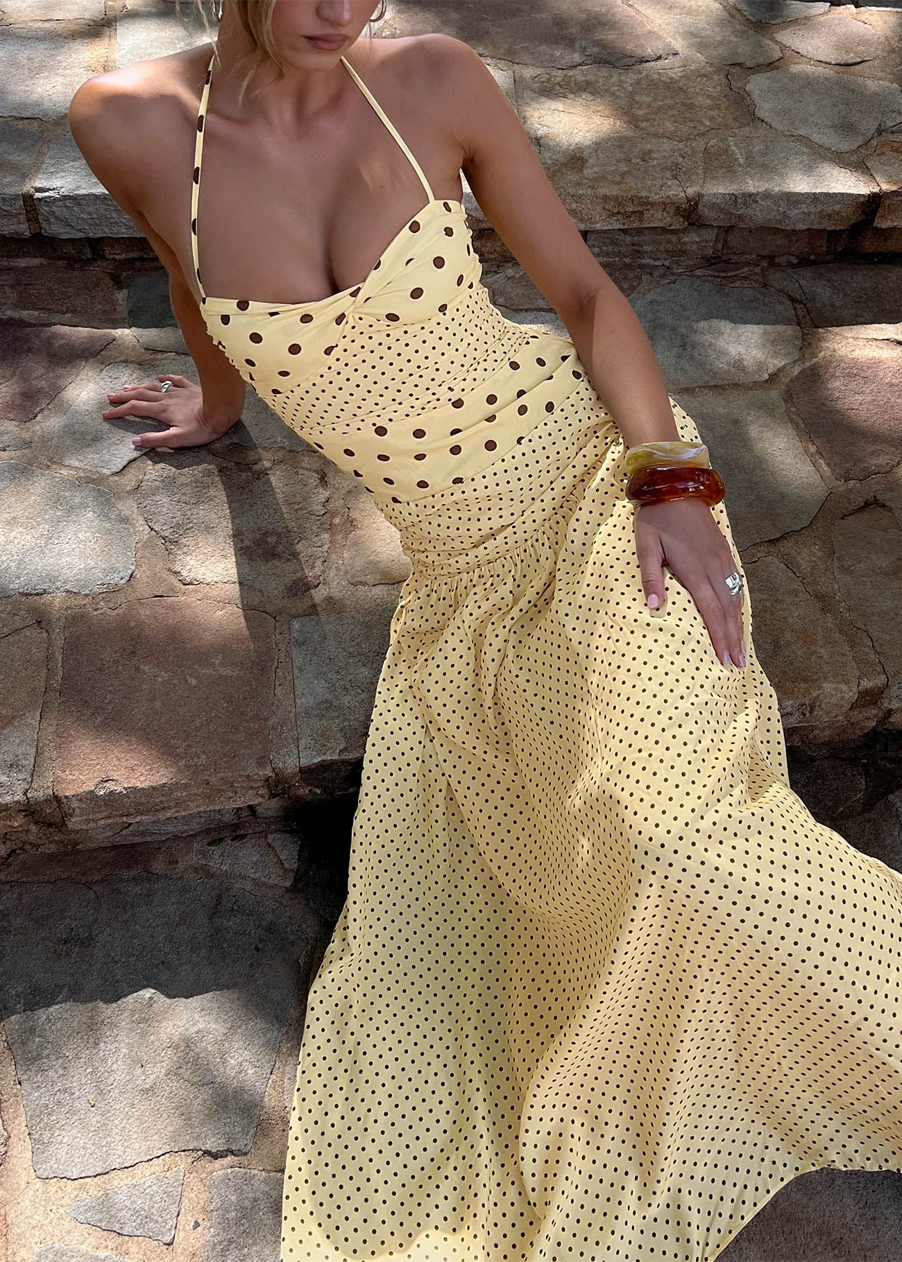 Dara Solid Dot Maxi Dresses