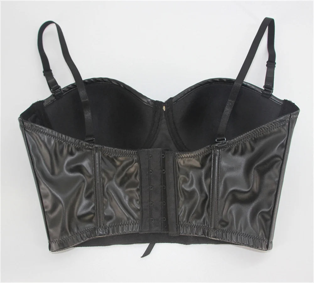 Sora Striped Leather Corset Tops