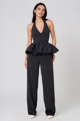 Dainty Polka-Dot Halter Top & Pants Set