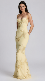 Hebe Floral-Embroidered Corset Maxi Dress