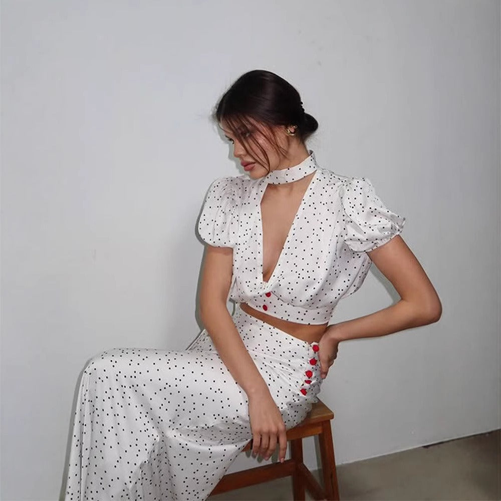 Plume Solid Dot Maxi Skirt Sets