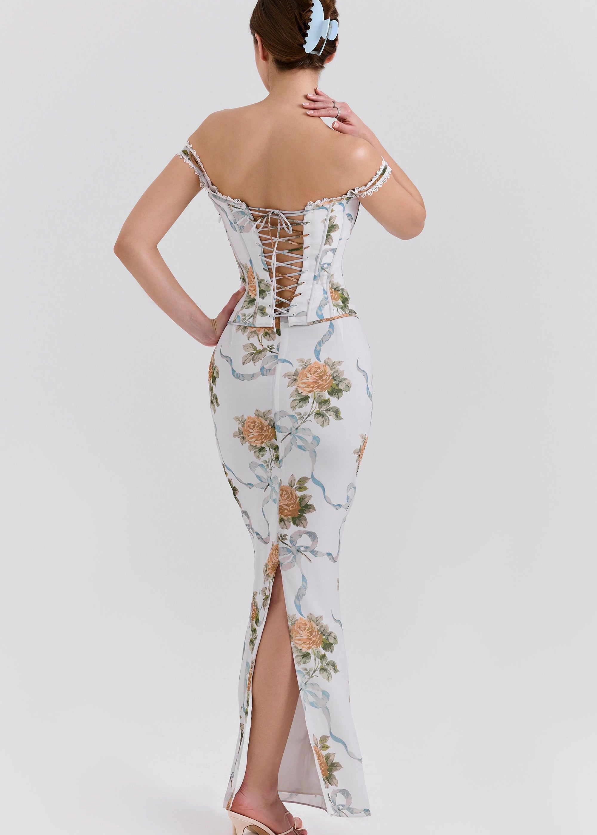 Diora Floral Lace Corset Maxi Dresses