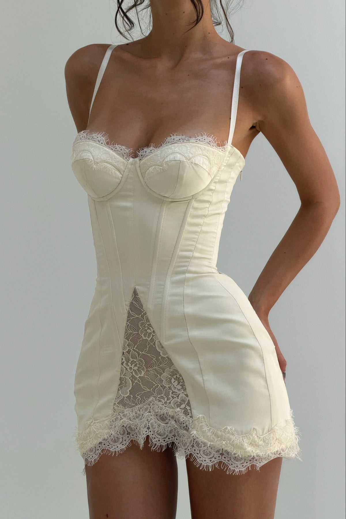Eirian Lace-Inset Corset Mini Dress