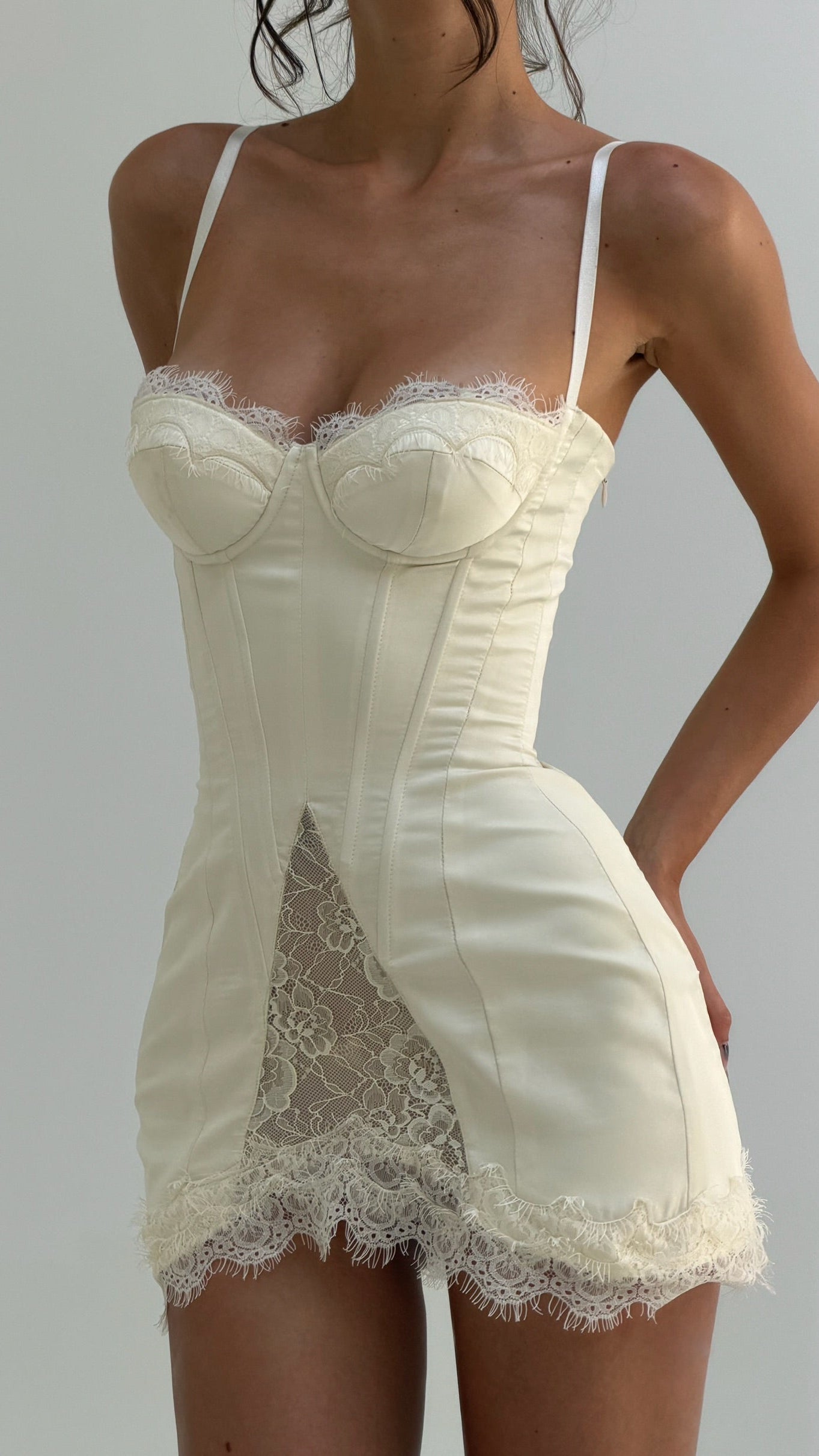 Eirian Lace-Inset Corset Mini Dress