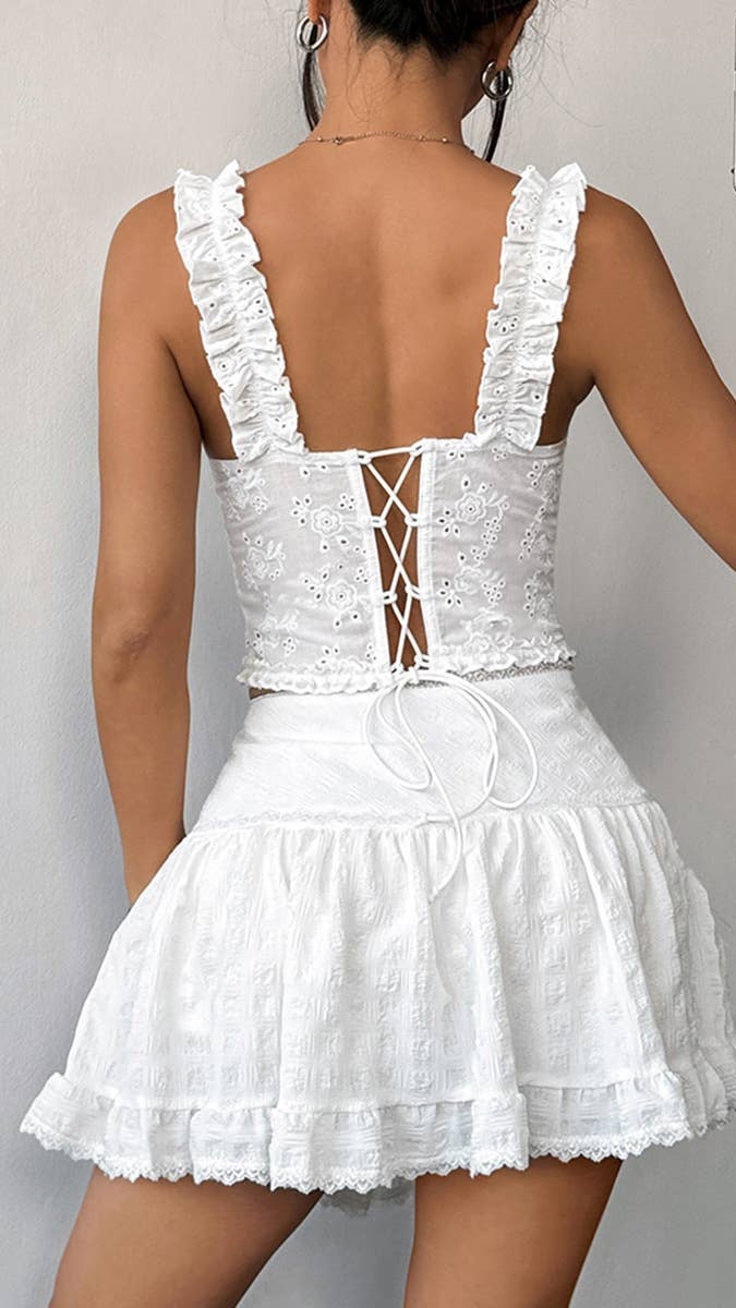 Mirelle Ruffle Lace Corset Top
