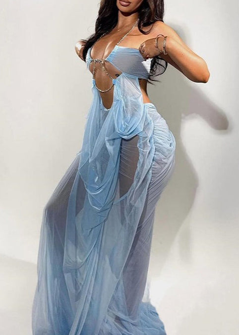 Freya Lace Mesh Maxi Dresses