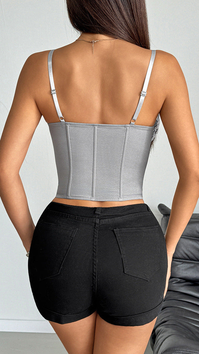 Gigi Lace-Trim Bow Corset Top
