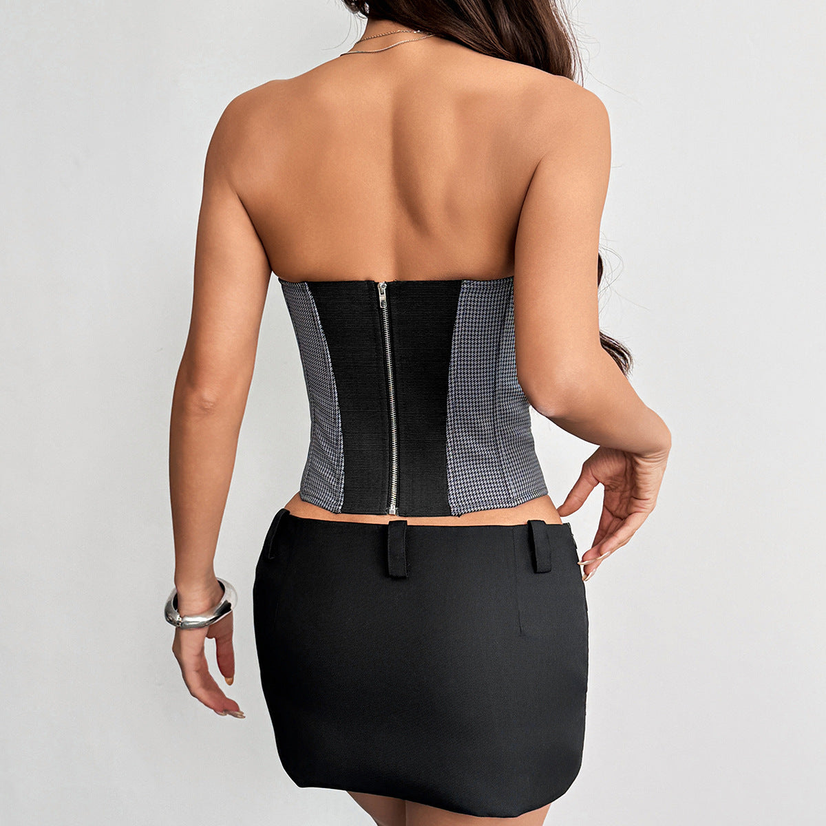 Nectar Houndstooth Corset Top