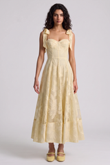Galia Solid Lace Floral Maxi Dresses
