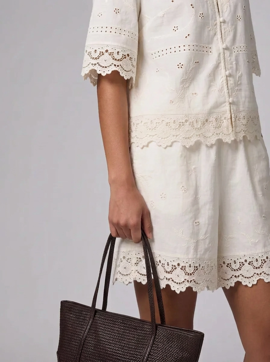 Riven Solid Floral Lace Bottoms