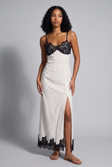 Portia Lace Dot Solid Maxi Dresses