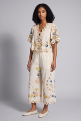 Ripple Lace Embroidery Printed Tops