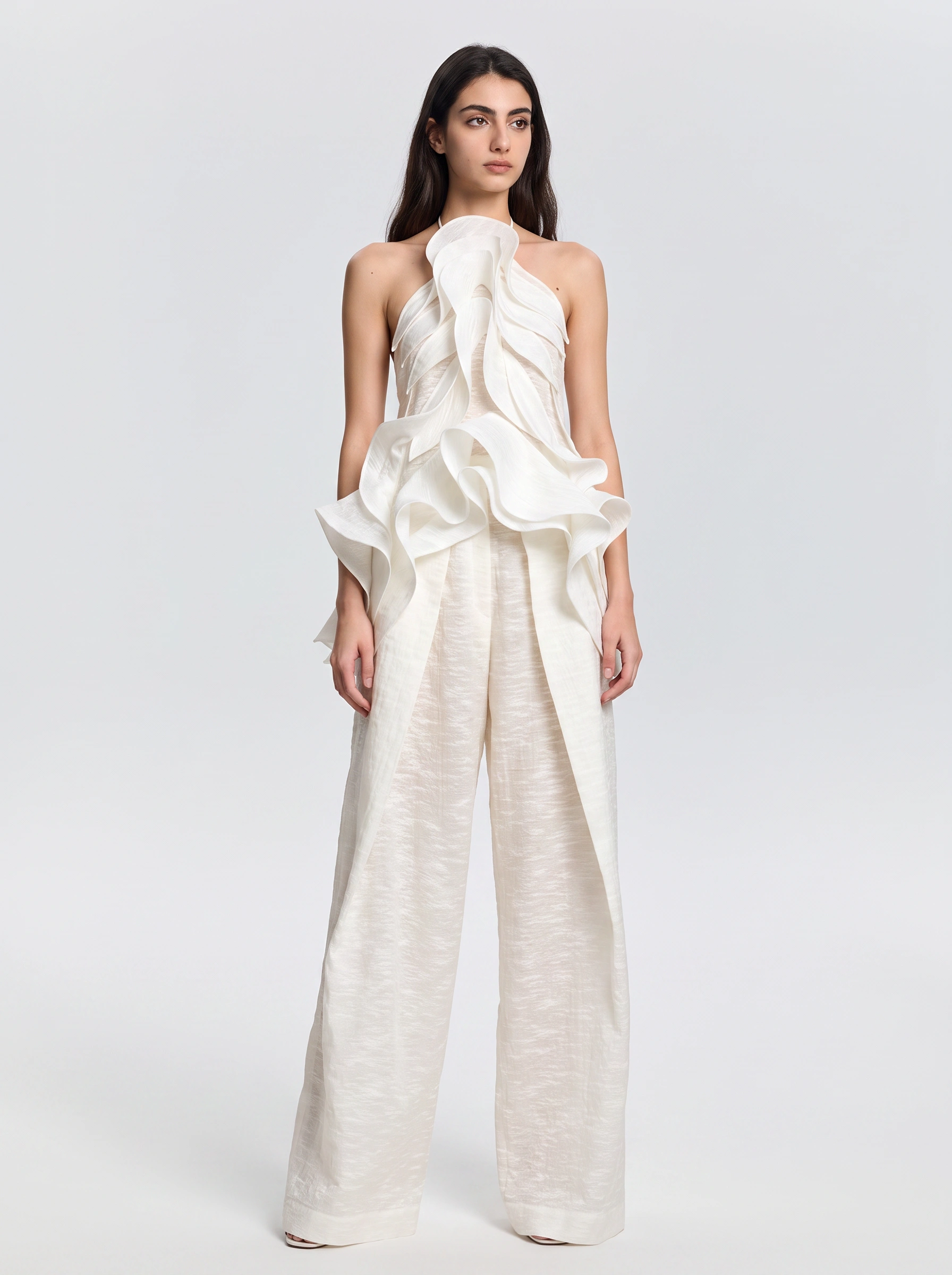Fionna Solid Lace Jacquard Tops