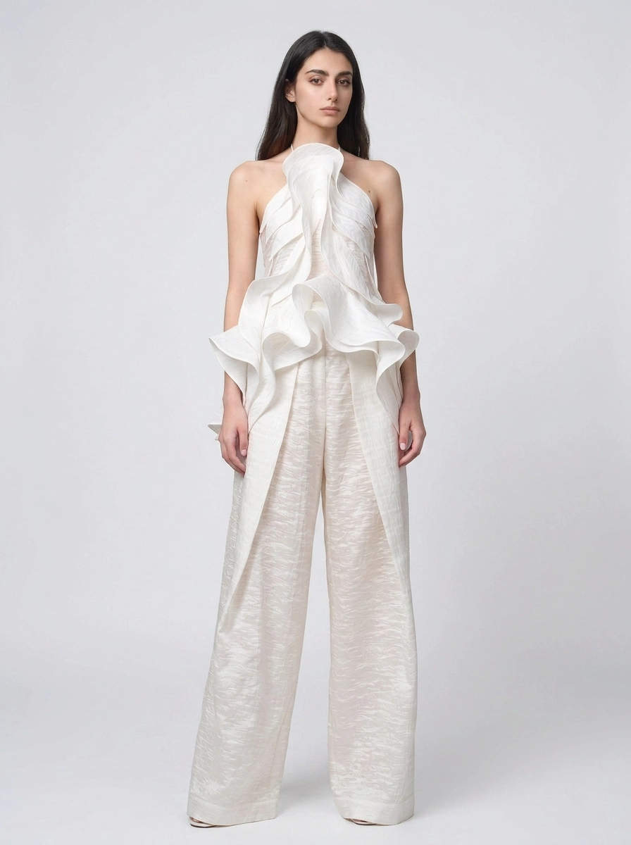 Fionna Solid Lace Jacquard Tops