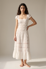 Marenne Solid Lace Maxi Dresses