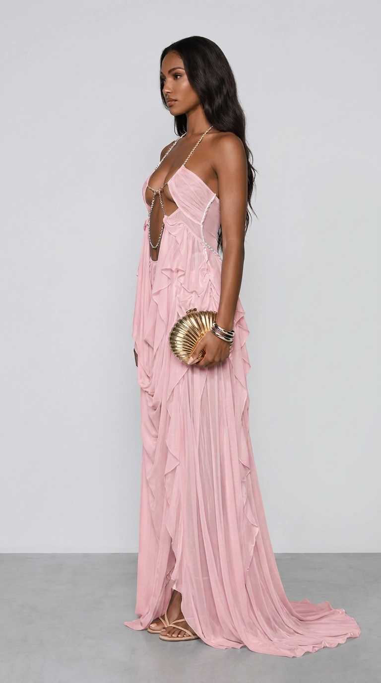 Freya Cut-Out Backless Halter Maxi Dress