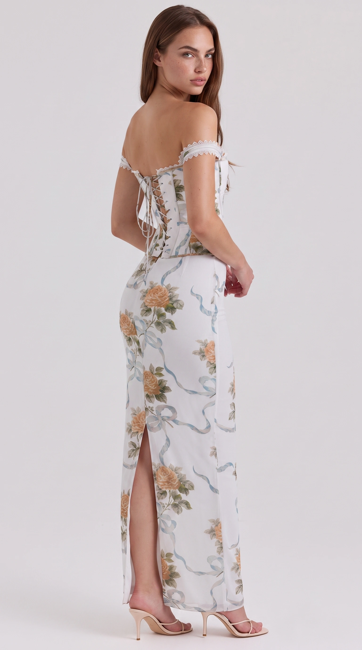 Diora Off-Shoulder Floral Corset Maxi Dress