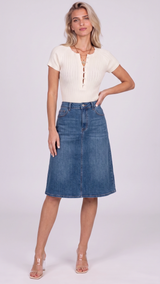 Telyn Pearl-Detail Keyhole Knit Top