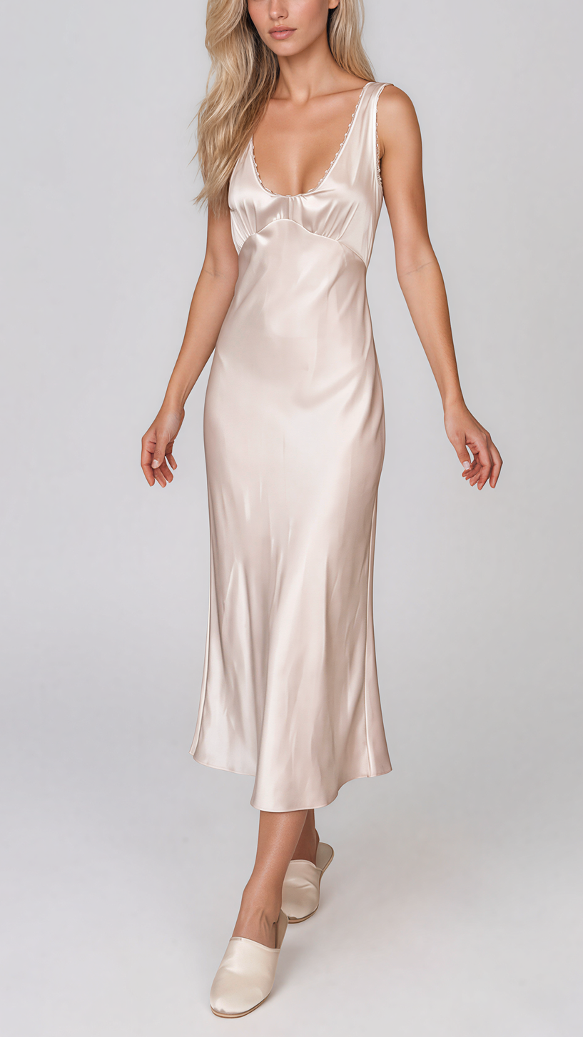 Evania Lace-Trim Satin Mini Dress