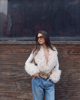 Intime Faux Fur Long Sleeve Top