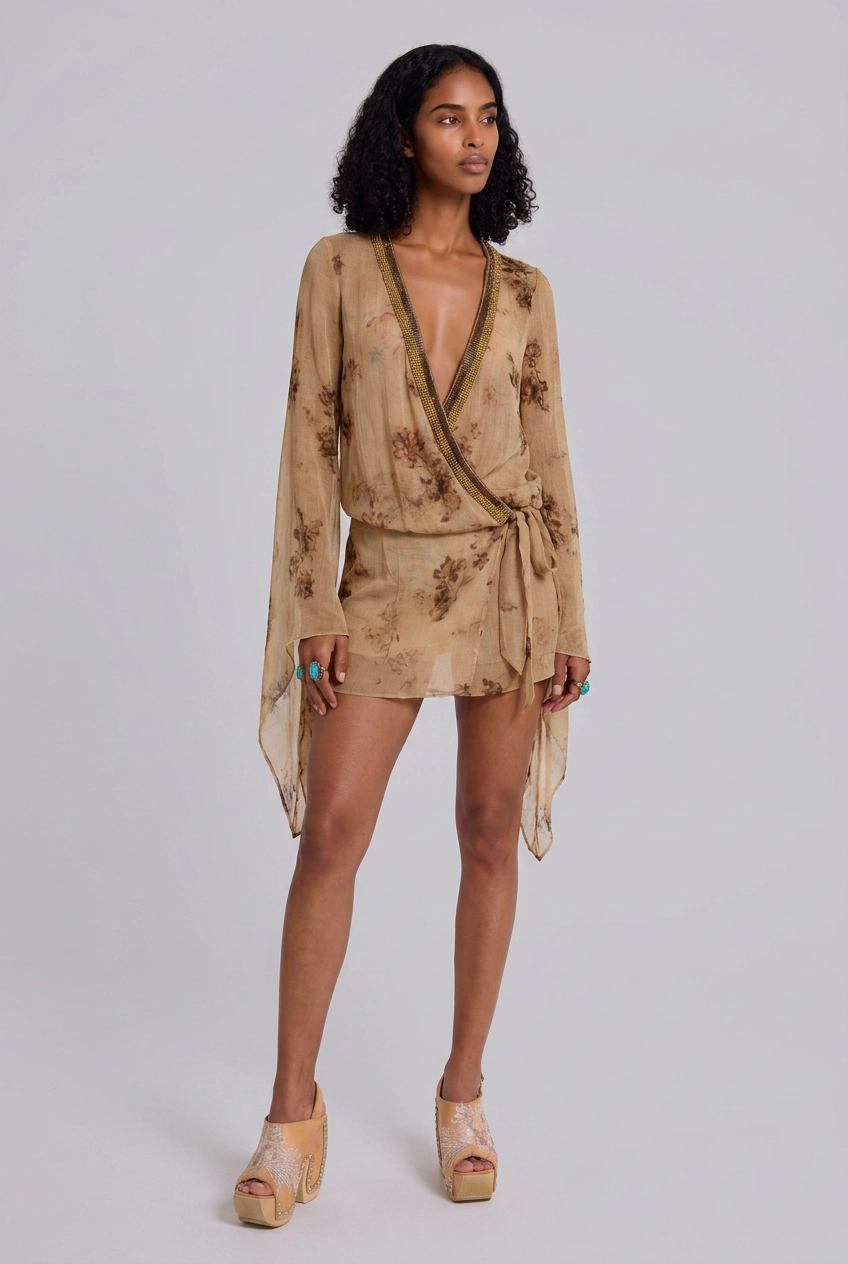 Aelina Printed Sequins Mini Dresses