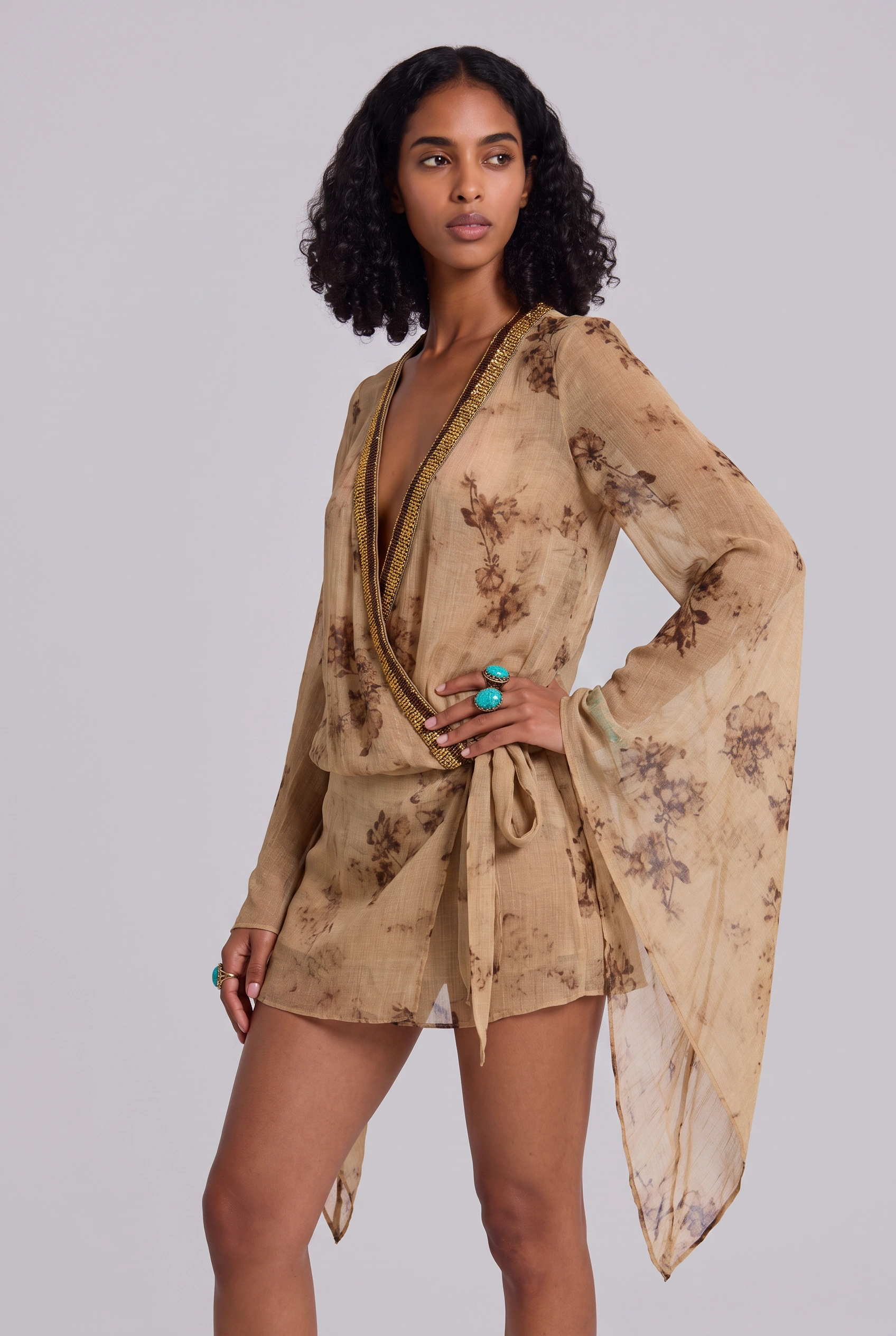 Aelina Printed Sequins Mini Dresses