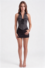 Celine Pinstripe Halter Corset Top