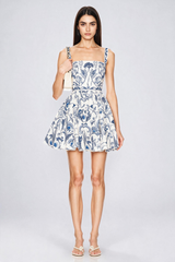 Orien Botanical-Print Fit-and-Flare Mini Dress