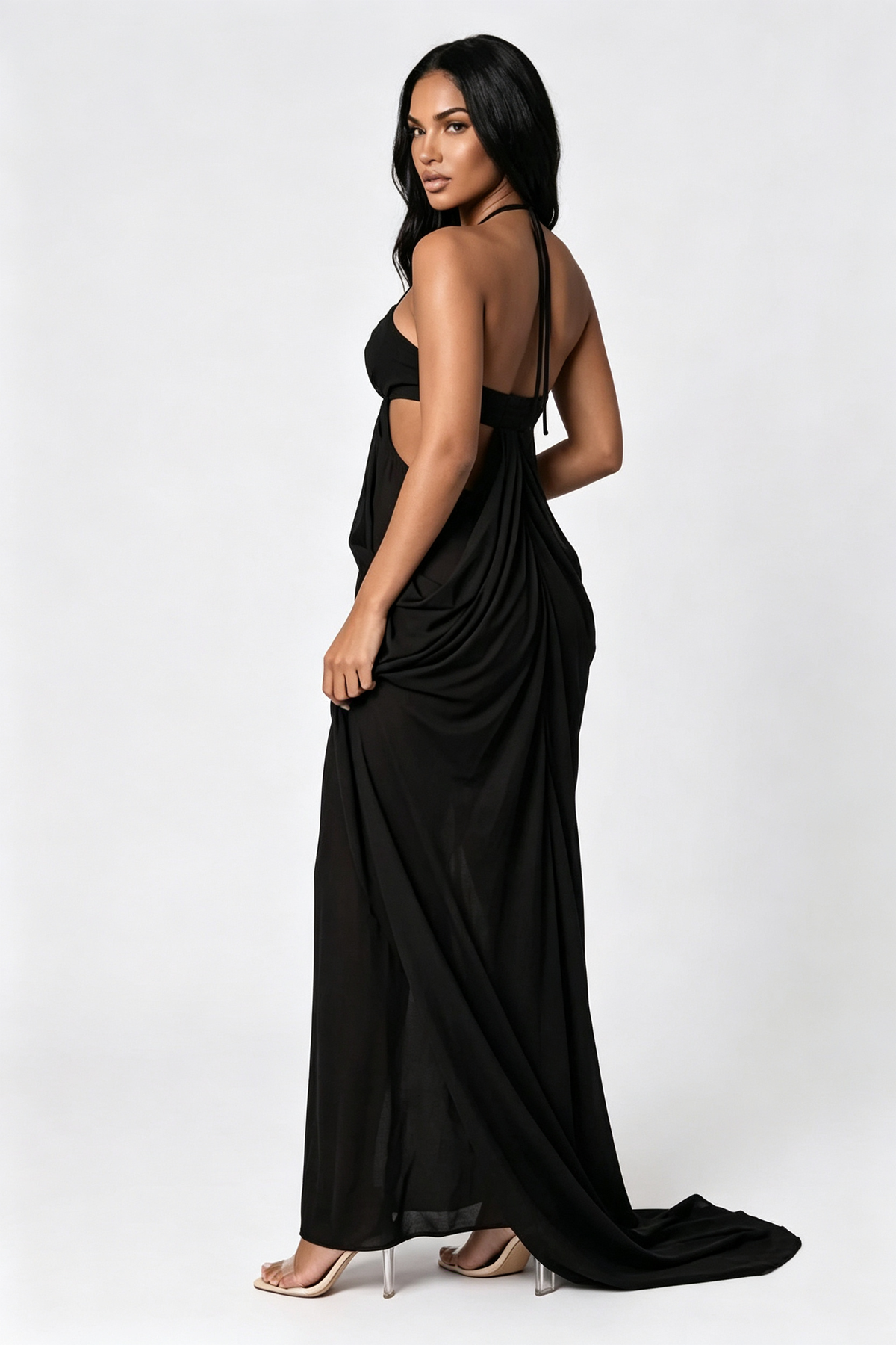 Freya Cut-Out Backless Halter Maxi Dress