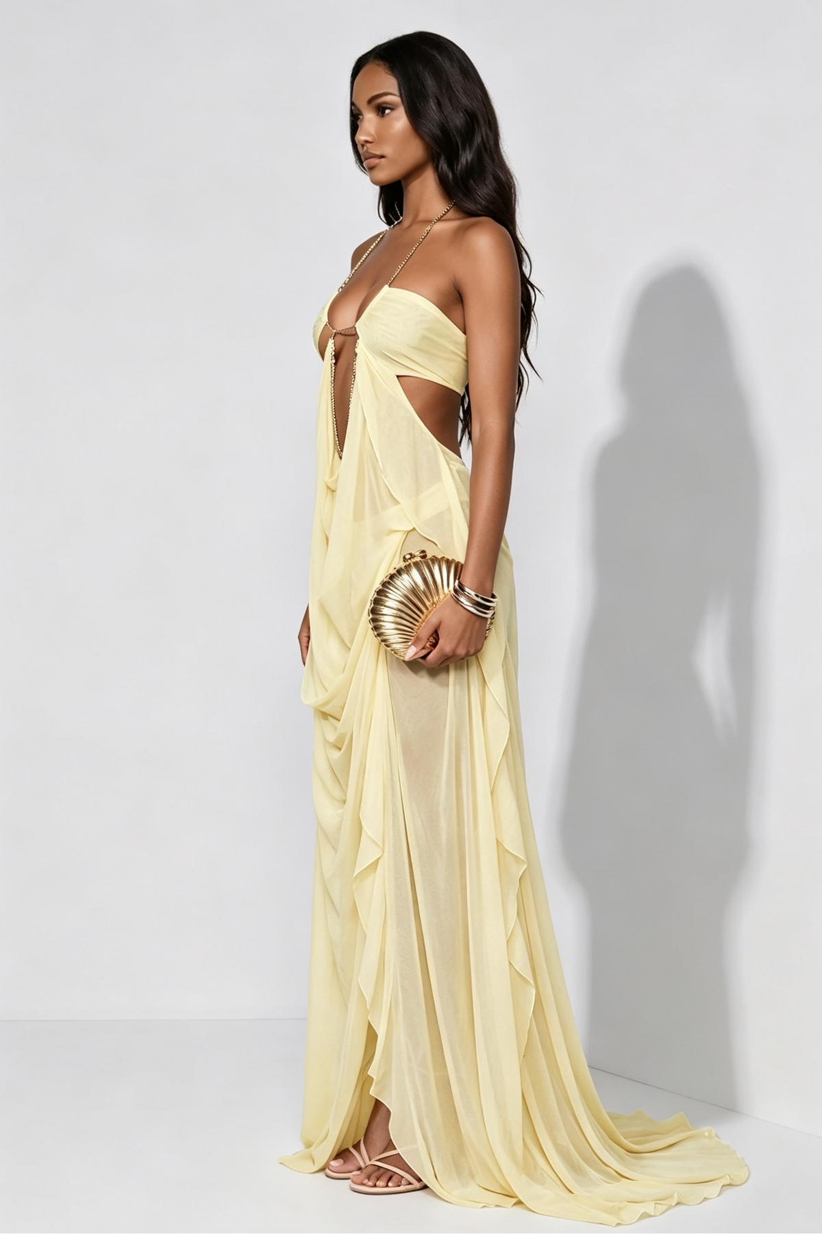 Freya Cut-Out Backless Halter Maxi Dress