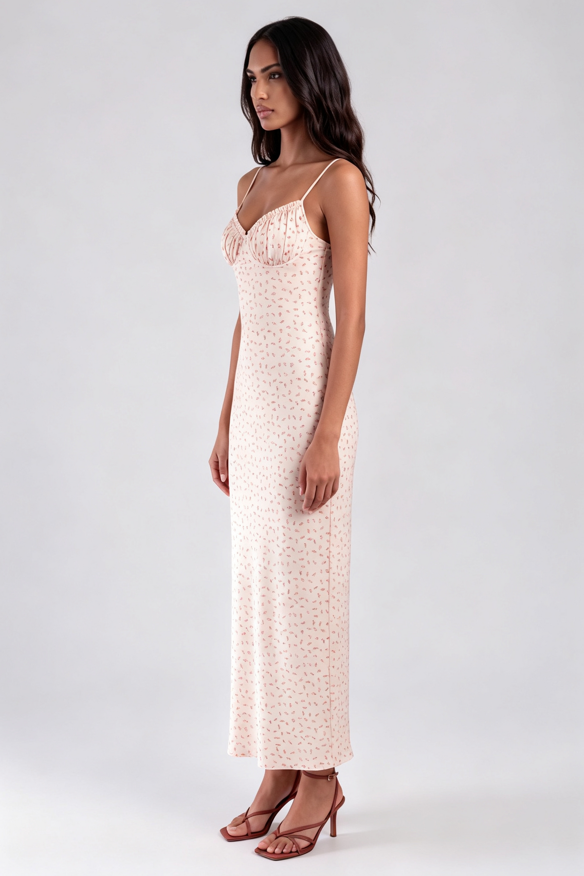 Xylia Floral Ruched Backless Maxi Dress