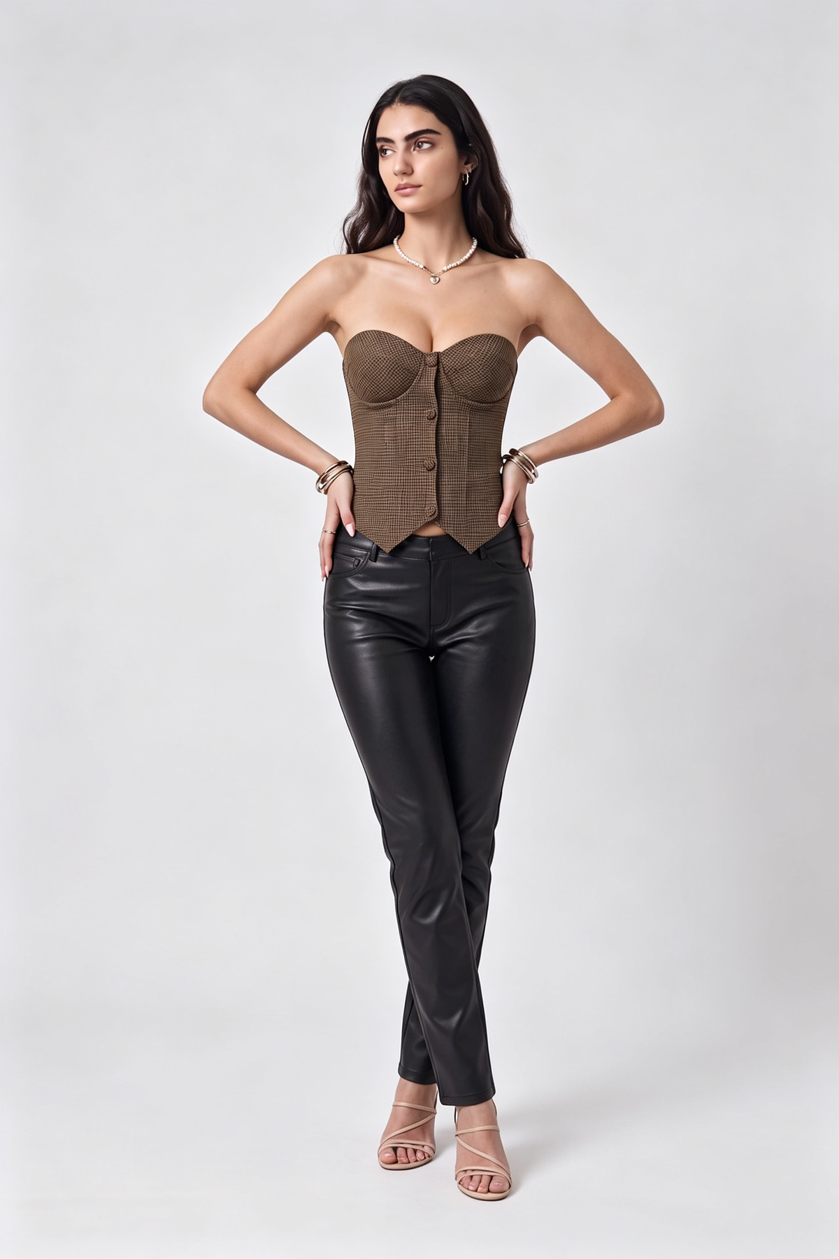 Nectar Houndstooth Corset Top