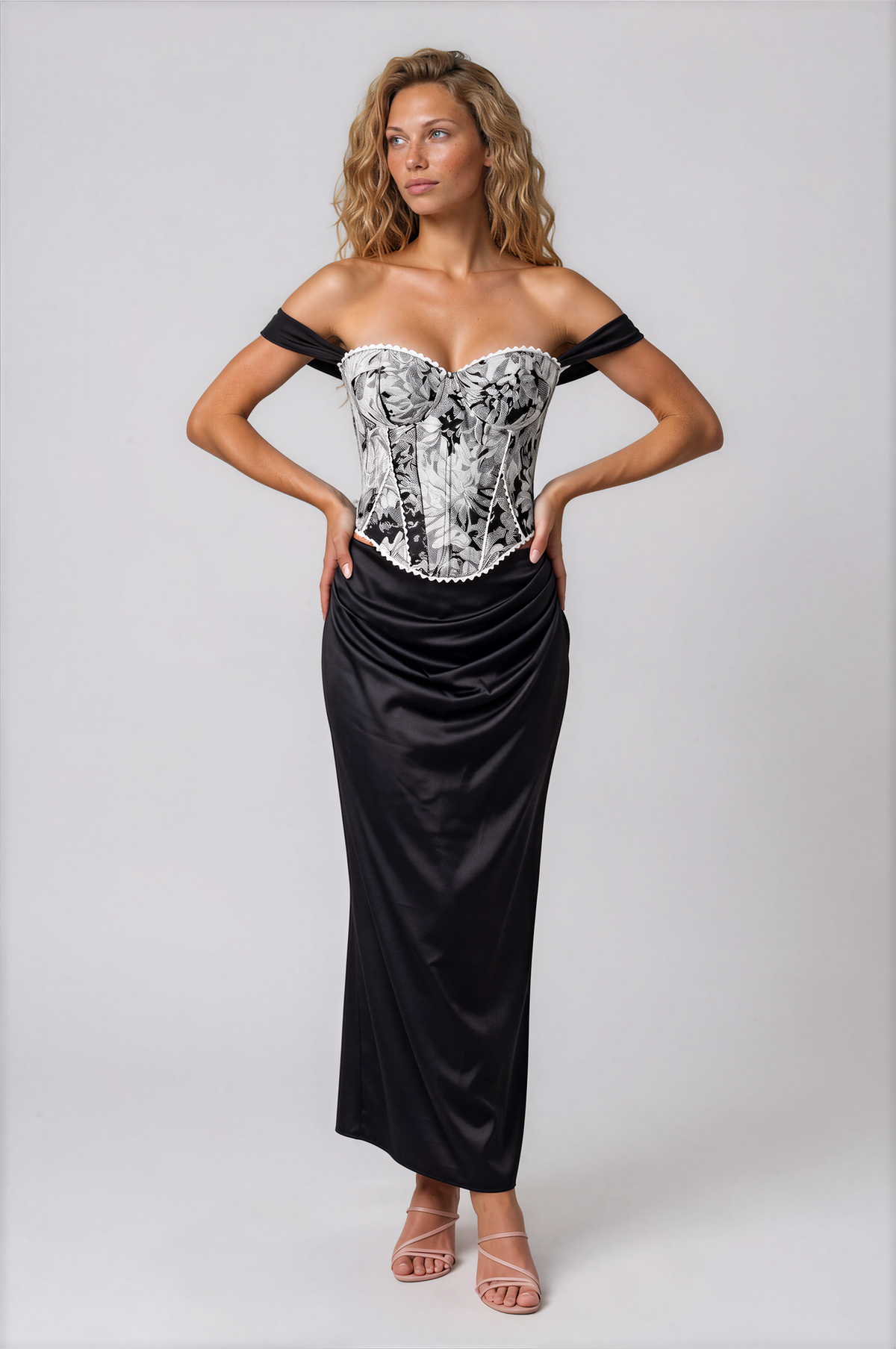 Amour Floral Off-Shoulder Corset Top