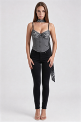 Ione Leopard-Print Corset Top