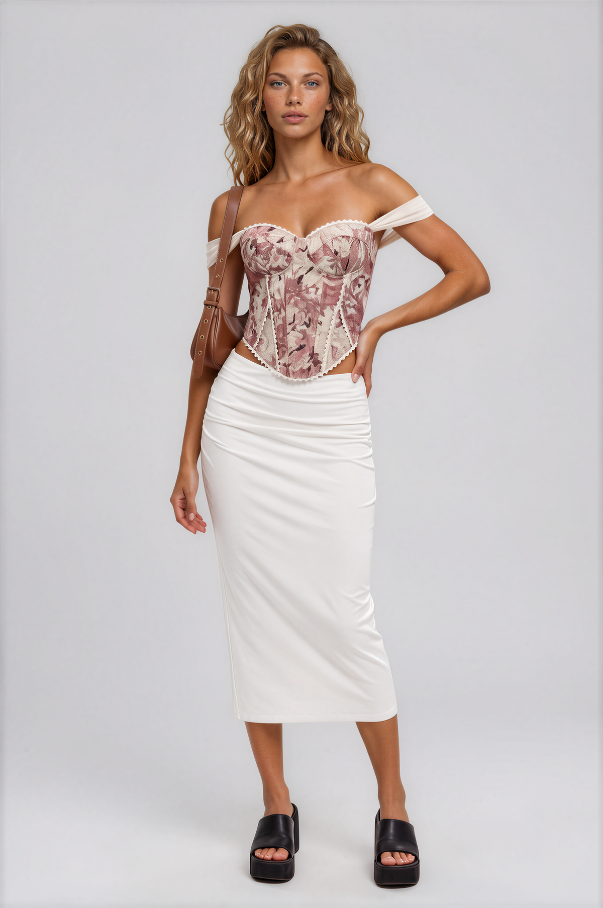 Amour Floral Off-Shoulder Corset Top