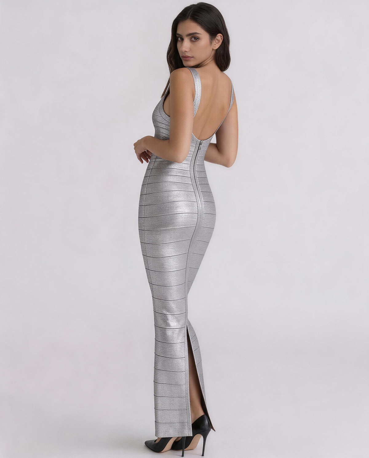 Firmament Metallic Bandage Maxi Dress