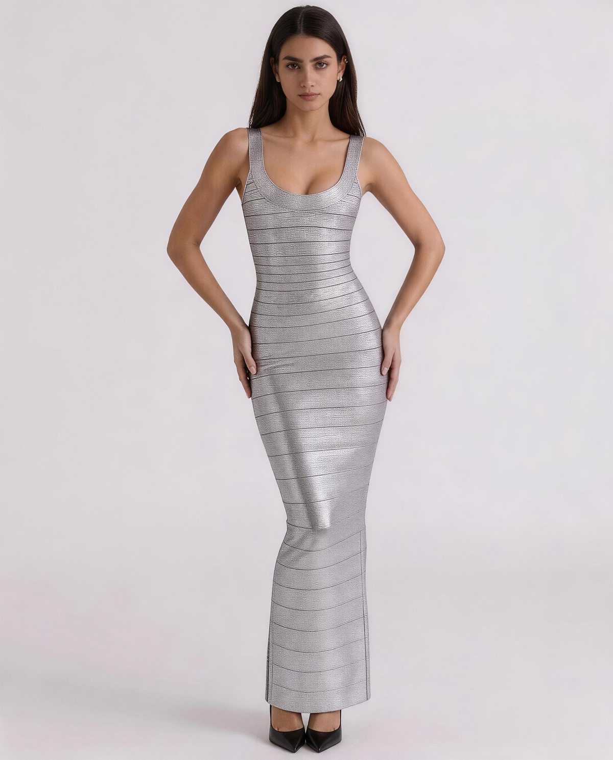 Firmament Metallic Bandage Maxi Dress